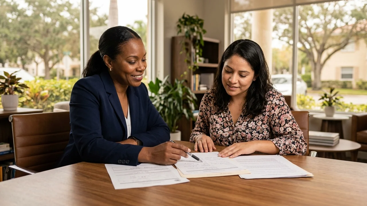 Immigration attorney pointing out common mistakes on a client's application