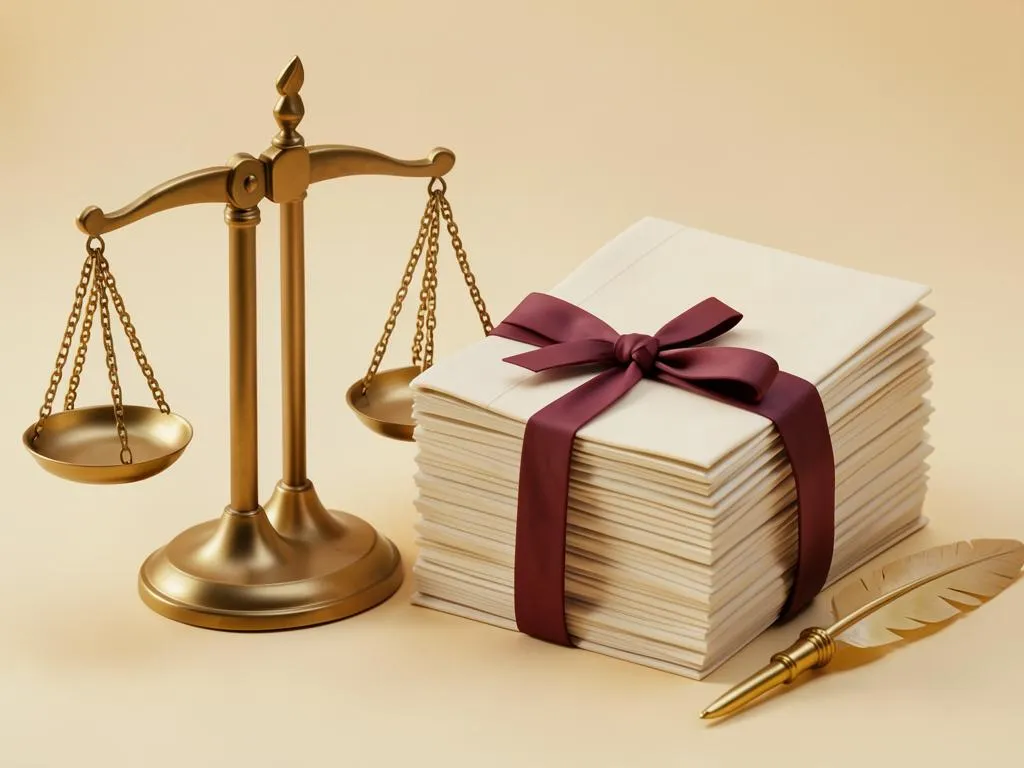 An opened envelope and a folded notice on a desk