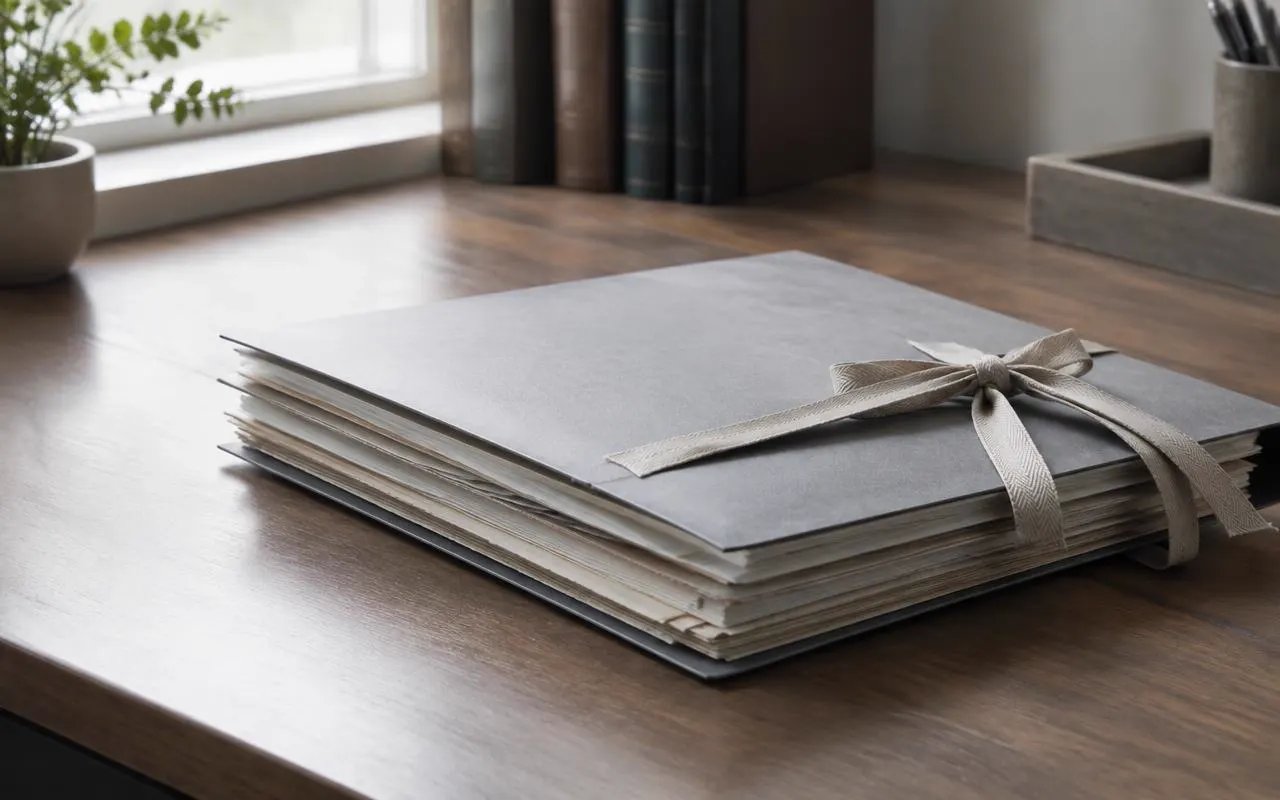 A folder of certified court records on a desk